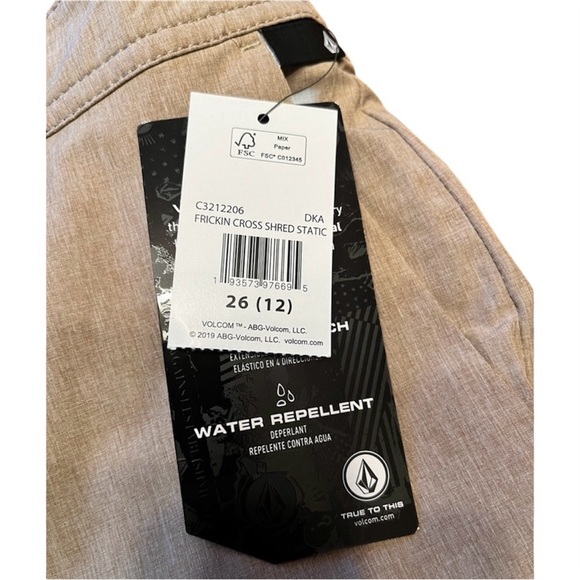 Volcom FRICKIN CROSS SHRED STATIC SHORTS - DARK KHAKI Size 12 (26 in waist) - Picture 9 of 10